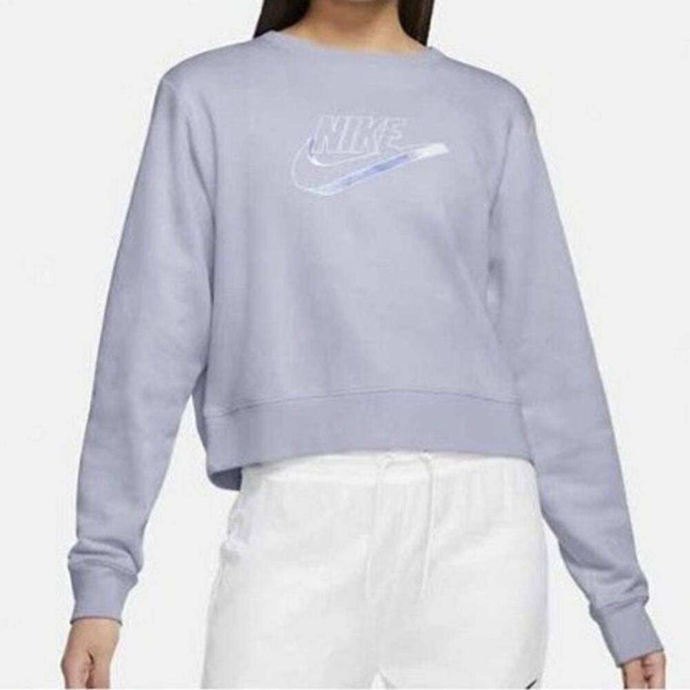 NEW Nike NSW Easy Fleece Crew Purple Women's Size Large Sweatshirt DD5776-057